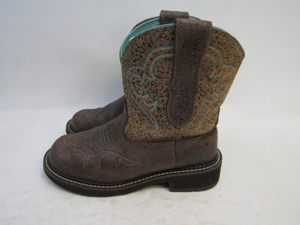 Ariat Fatbaby Womens Size 6.5 B Brown Leather Cheetah Print Cowboy Western Boots